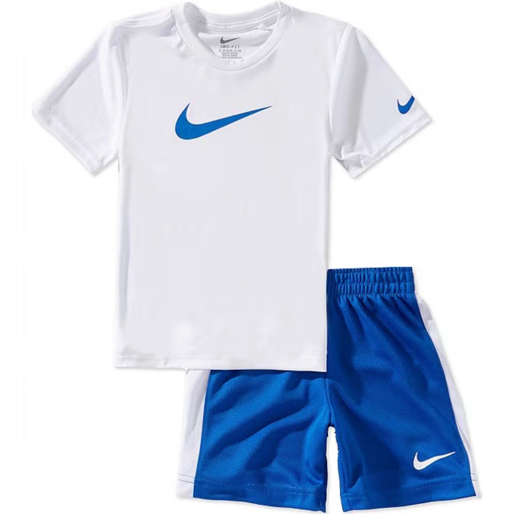 Nike Boys 2-Piece Dri-FIT T-Shirt and Shorts Set White Blue 4T 78F237-U89